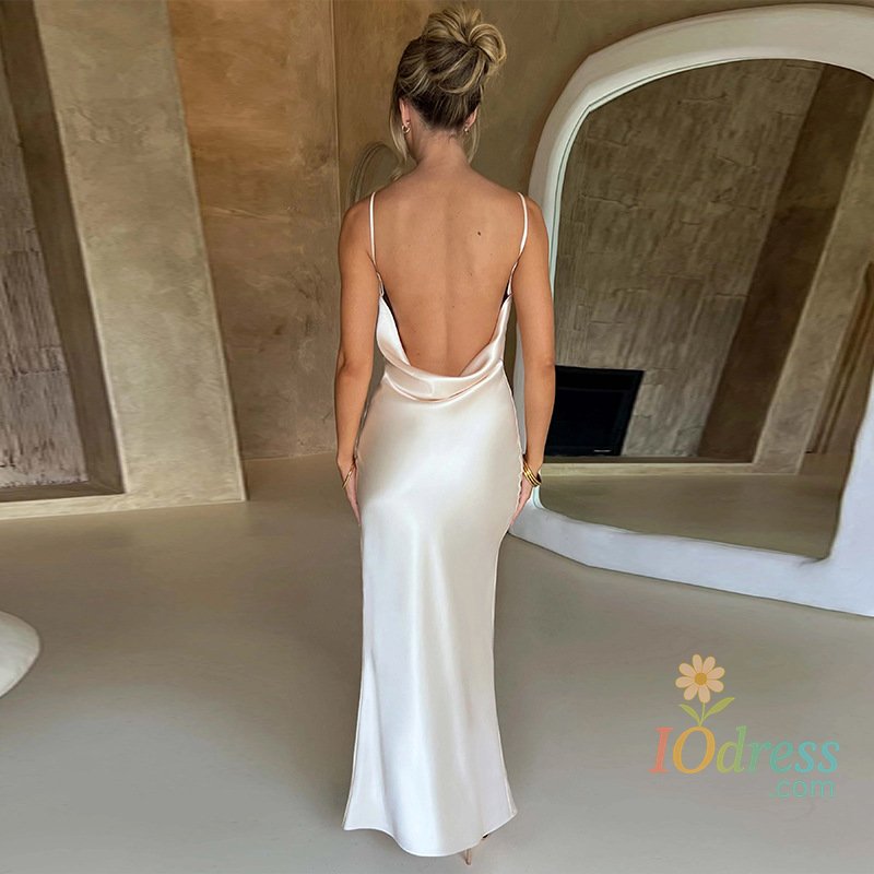 IO Dress Dulzura Lace Up Backless Satin Strap Maxi Dress For Women Side Slit Bodycon Sexy Party Elegant Birthday Evening Outfits Summer