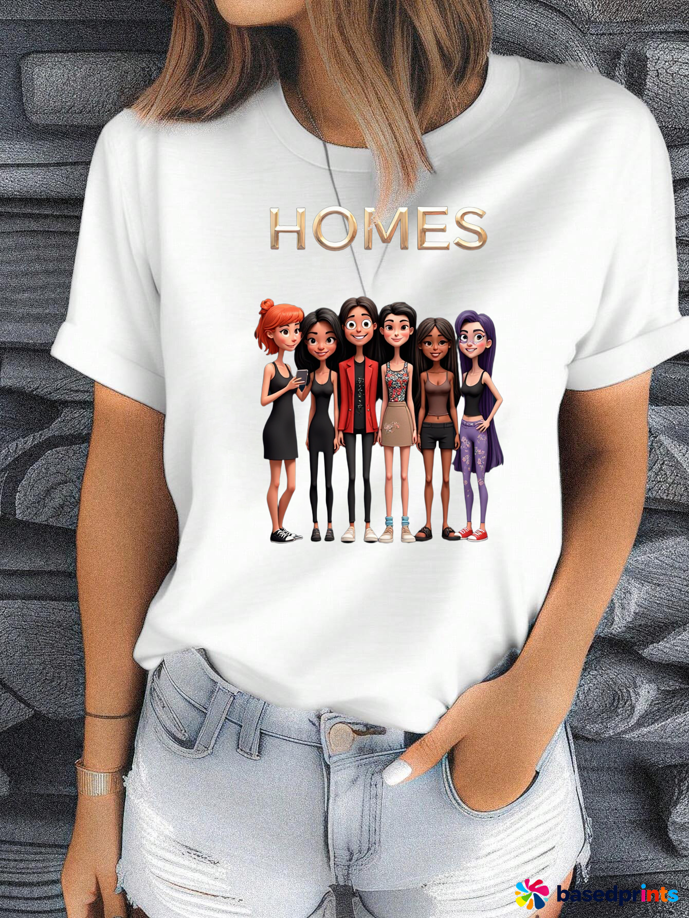Homes Cartoon T-Shirt Women's Casual Short Sleeve T-Shirts