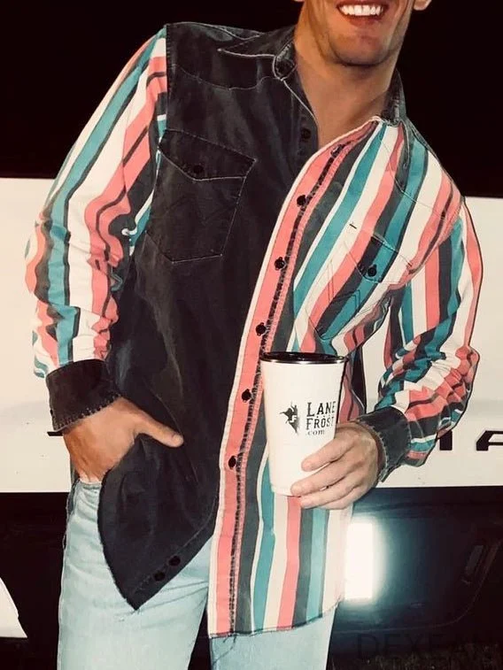 Men's long Casual Stripe Shirt