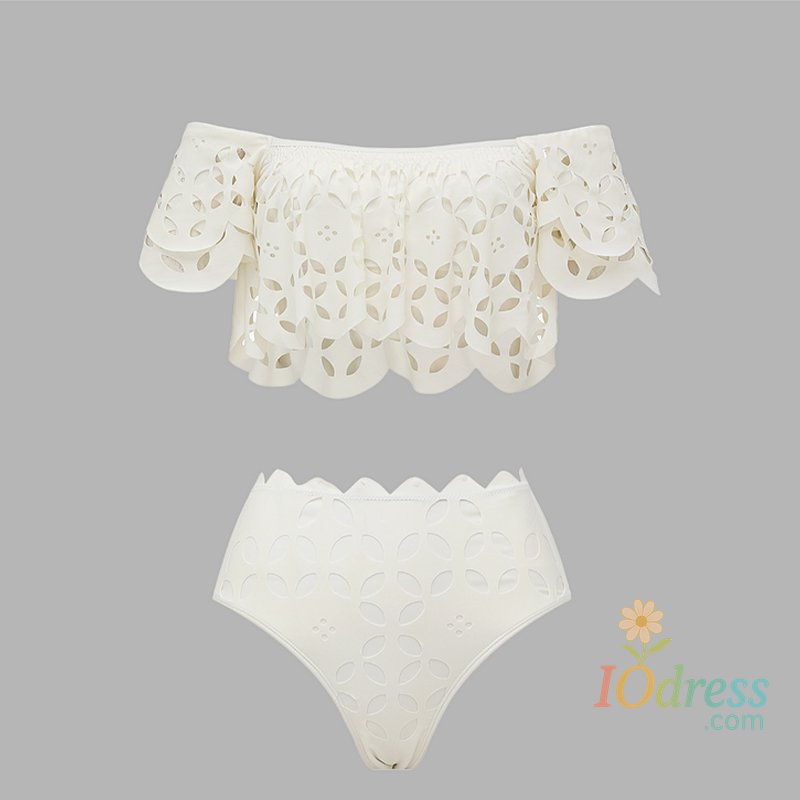 IO Dress Flaxmaker Sexy Strapless Hollowed Bikini Swimsuit Solid Sleeveless Vest Straight Skirt Suit Female Summer Chic Casual Sets