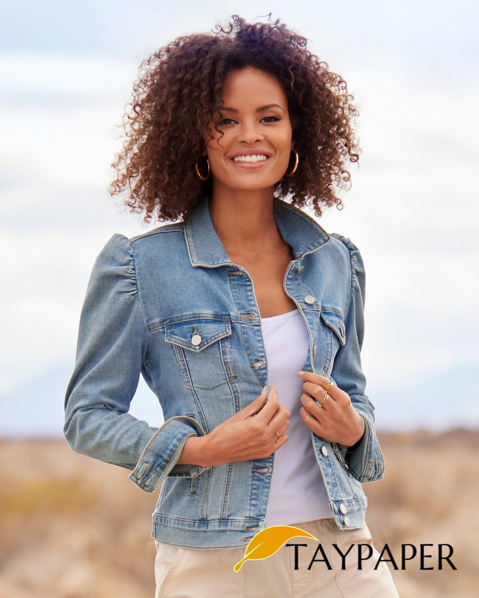 Denim Puff-Sleeve Jacket Light Wash