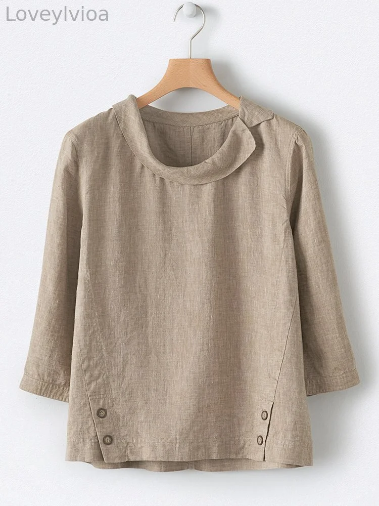 Solid 3/4 Sleeve Crew Neck Comfy Tunic