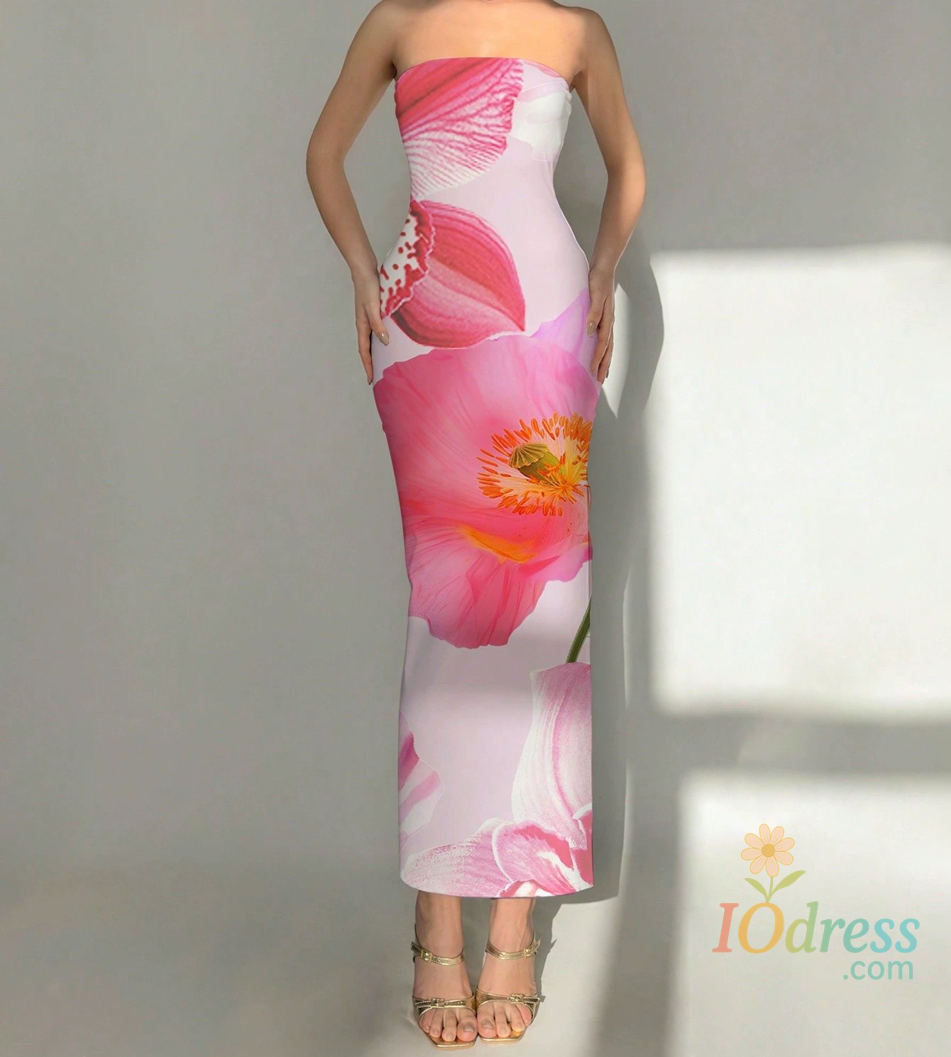 IO Dress Elegant Fashionable Printed Long Dress New Summer Women's Sexy Slim Fit Chest Wrapped Off Shoulder Casual Dress