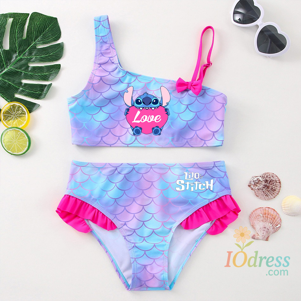 IO Dress Lilo Stitch Girls Tankini Swimsuits Summer Beach wear Children Kids Wear Bathing Suits Two-pieces Bikini Dresses Fashion