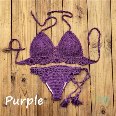 IO Dress 10 Color Hand Crochet Women Swimwear Sexy Crop Top Push up Bikini Set Beach Swimsuit Suit tassel Swim shorts