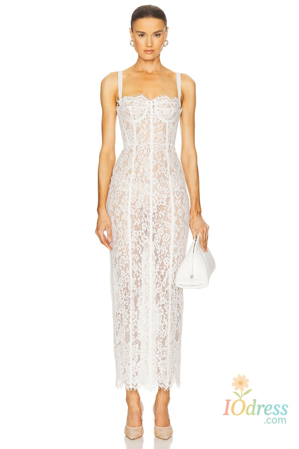 IO Dress Sexy Spaghetti Strap Square Neck Lace Long Dress Women Black Floral Lace Sleeveless Bodycon Dresses Elegant Evening Celebrity