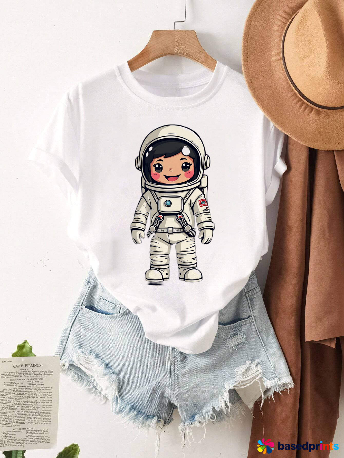 Cute Astronaut Cartoon T-Shirt Women Summer Casual Short Sleeve T-Shirts
