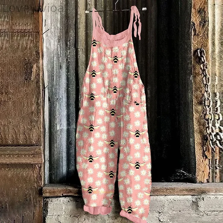 Honey Bees Pattern Spring Casual Jumpsuit