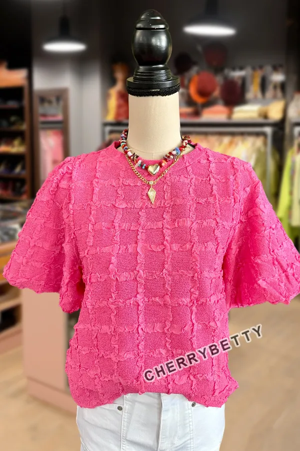 Chic Textured Bubble Sleeve Knit Top