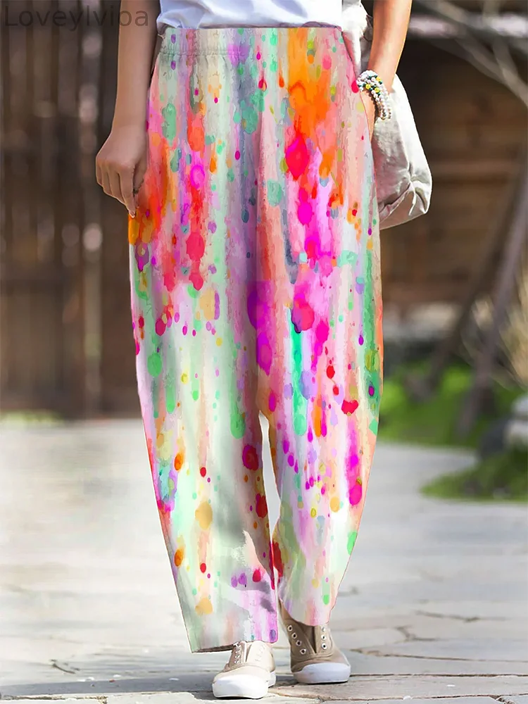 Women's Color Splash Printed Casual Pants