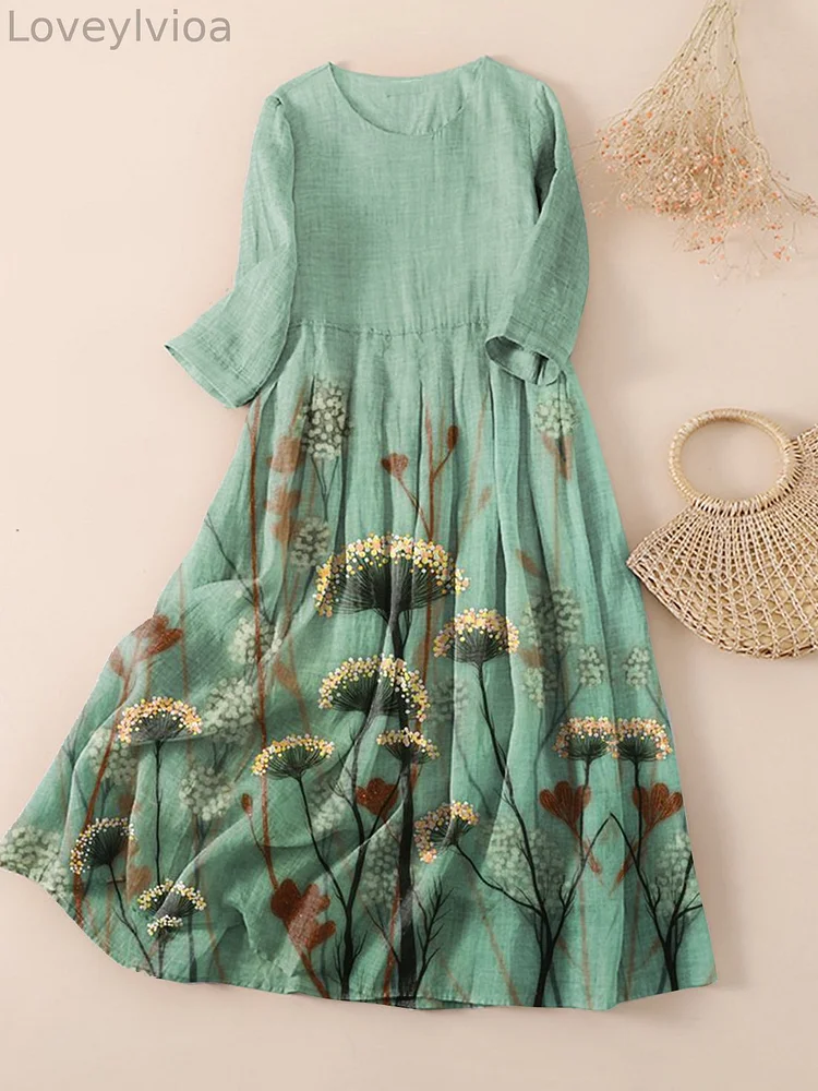 Women's Three-dimensional Boho Gradient Flower Art Print Maxi Dress