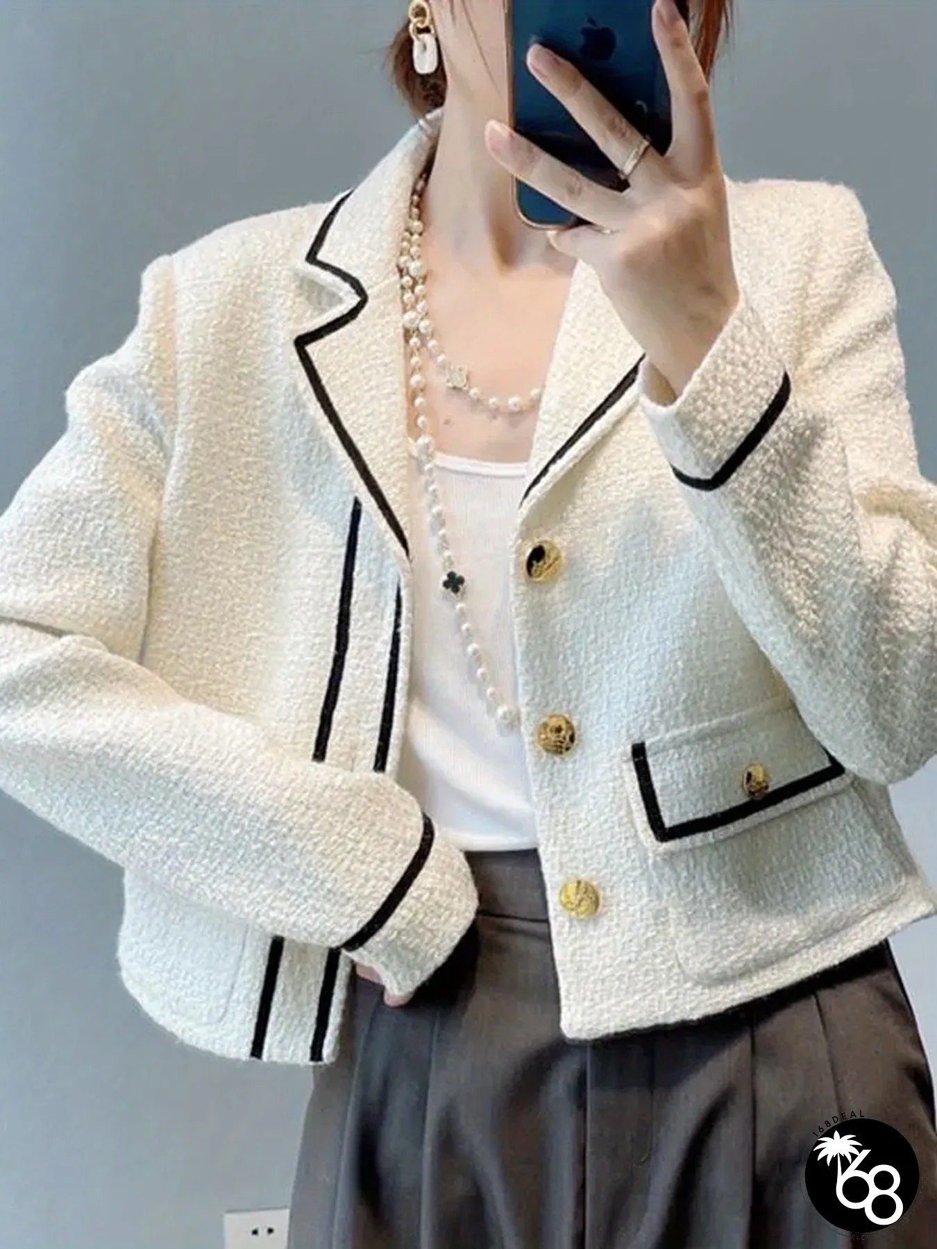 Womens Elegant Blazer Jacket Chic Office Party Coat Structured H-silhouette button-front | 168DEAL