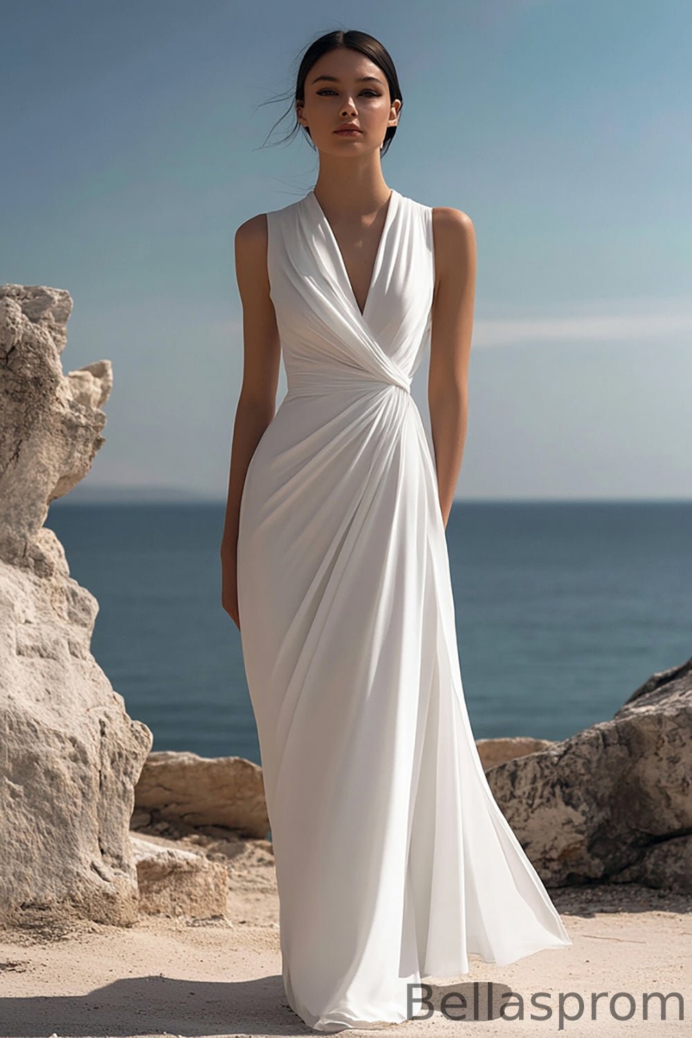 sachin and babi light blue dress Ivory Chiffon Sheath Wedding Dresses for sale main image 0
