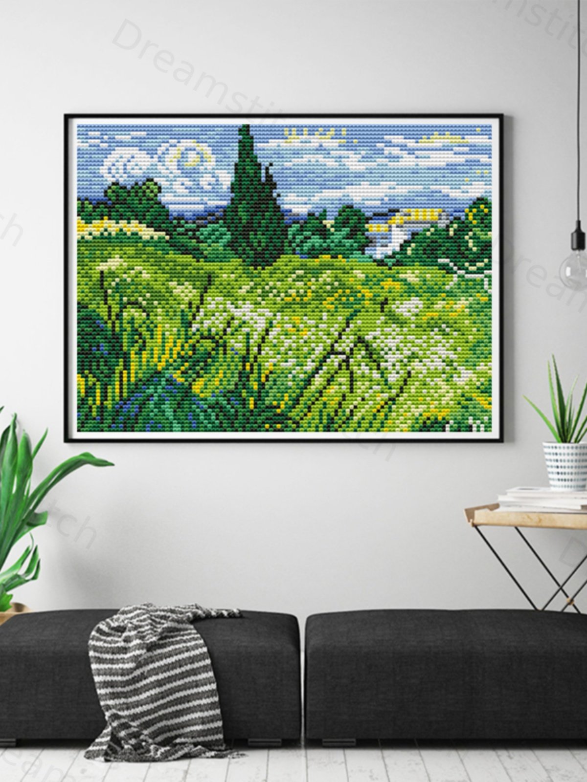 [Needle Kungfu]Field (Van Gogh) 14CT Pre-stamped Canvas(27*19cm) Cross Stitch