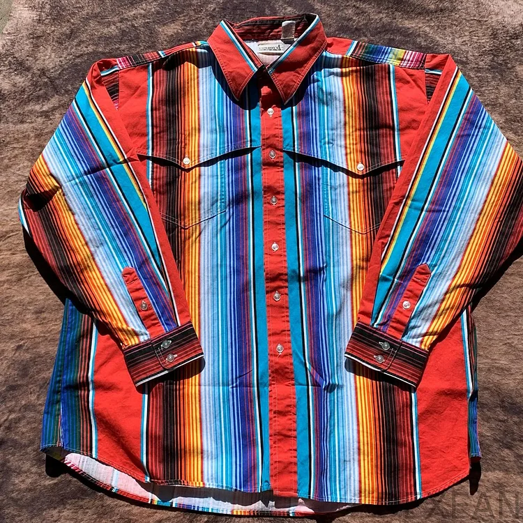 Vintage Men's Casual Striped Shirt4
