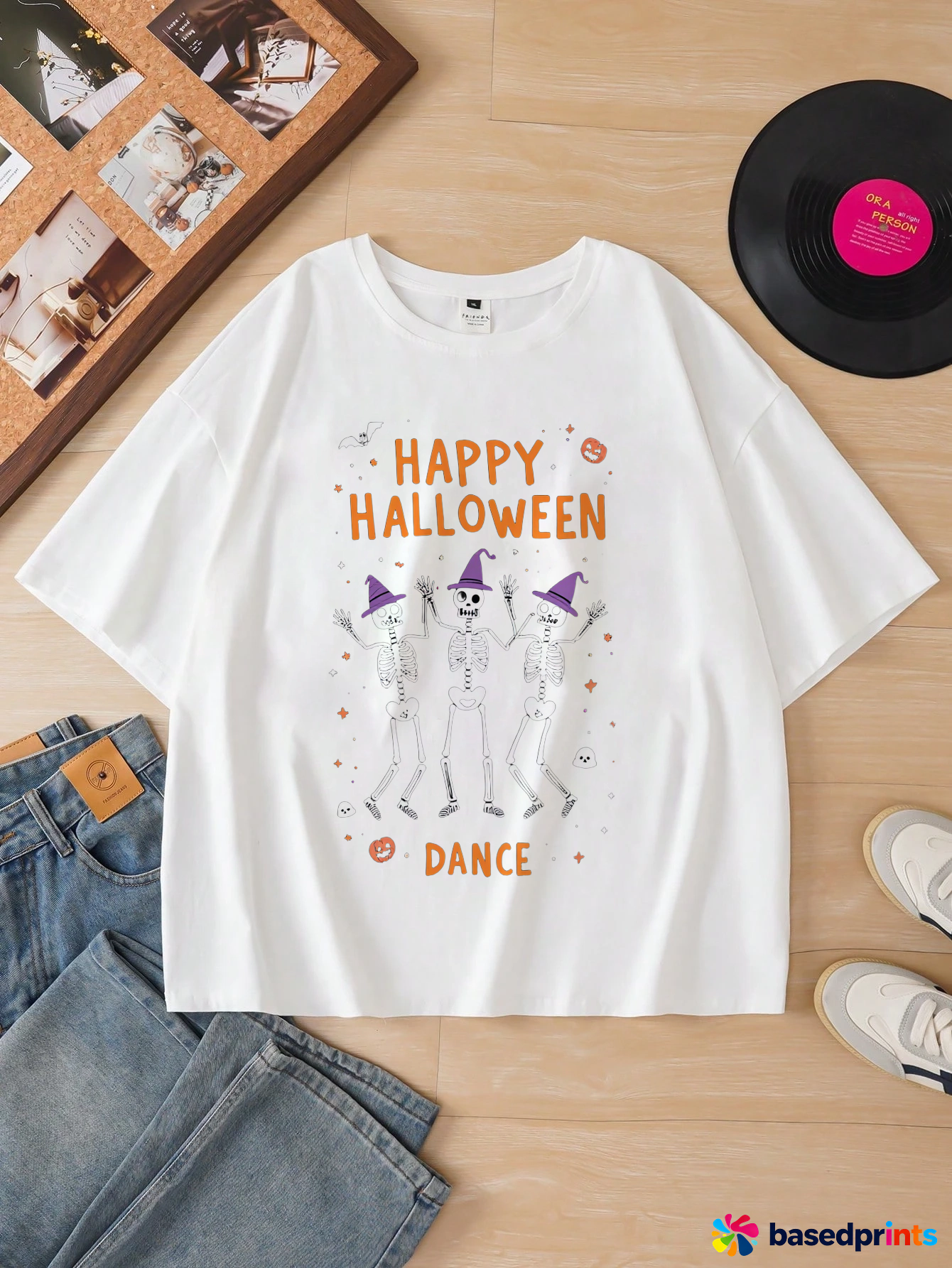 Happy Halloween Skeleton Dance T-Shirt White
