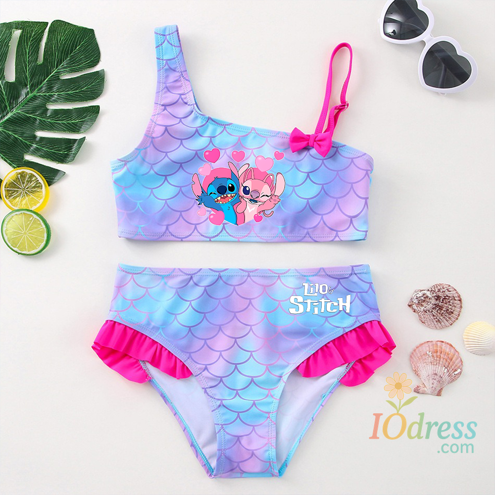 IO Dress Lilo Stitch Girls Tankini Swimsuits Summer Beach wear Children Kids Wear Bathing Suits Two-pieces Bikini Dresses Fashion