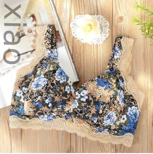 Bras-Women Vest Bra Brassiere Wire Free C D Cups 36 38 40 42 44 (L-6L) Lace Push Up Underwears-Bras