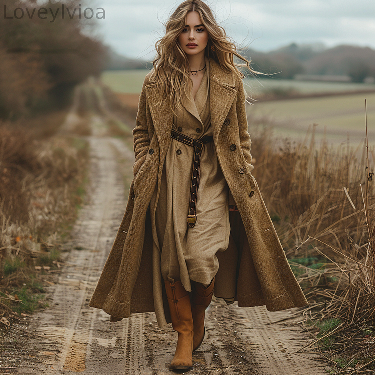 Retro Casual Long Woolen Coat