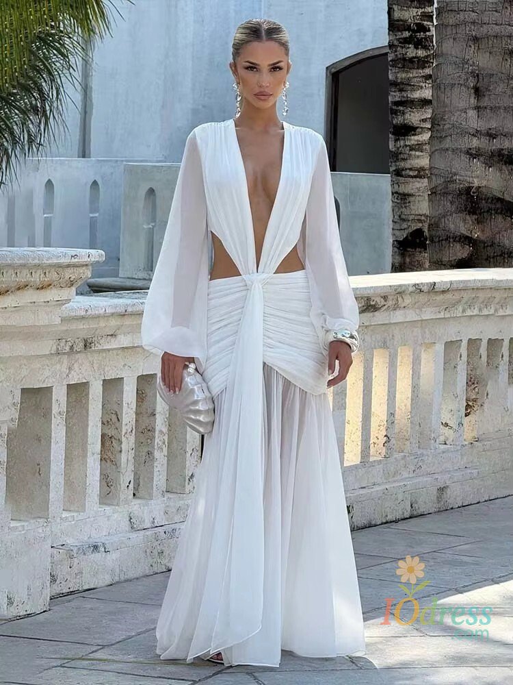 IO Dress Townlike Pleated Slim Bodycon Maxi Long Dress Women Off Shoulder 2025 Autumn Winter Dress Lace Patchwork Sexy Party Dresses