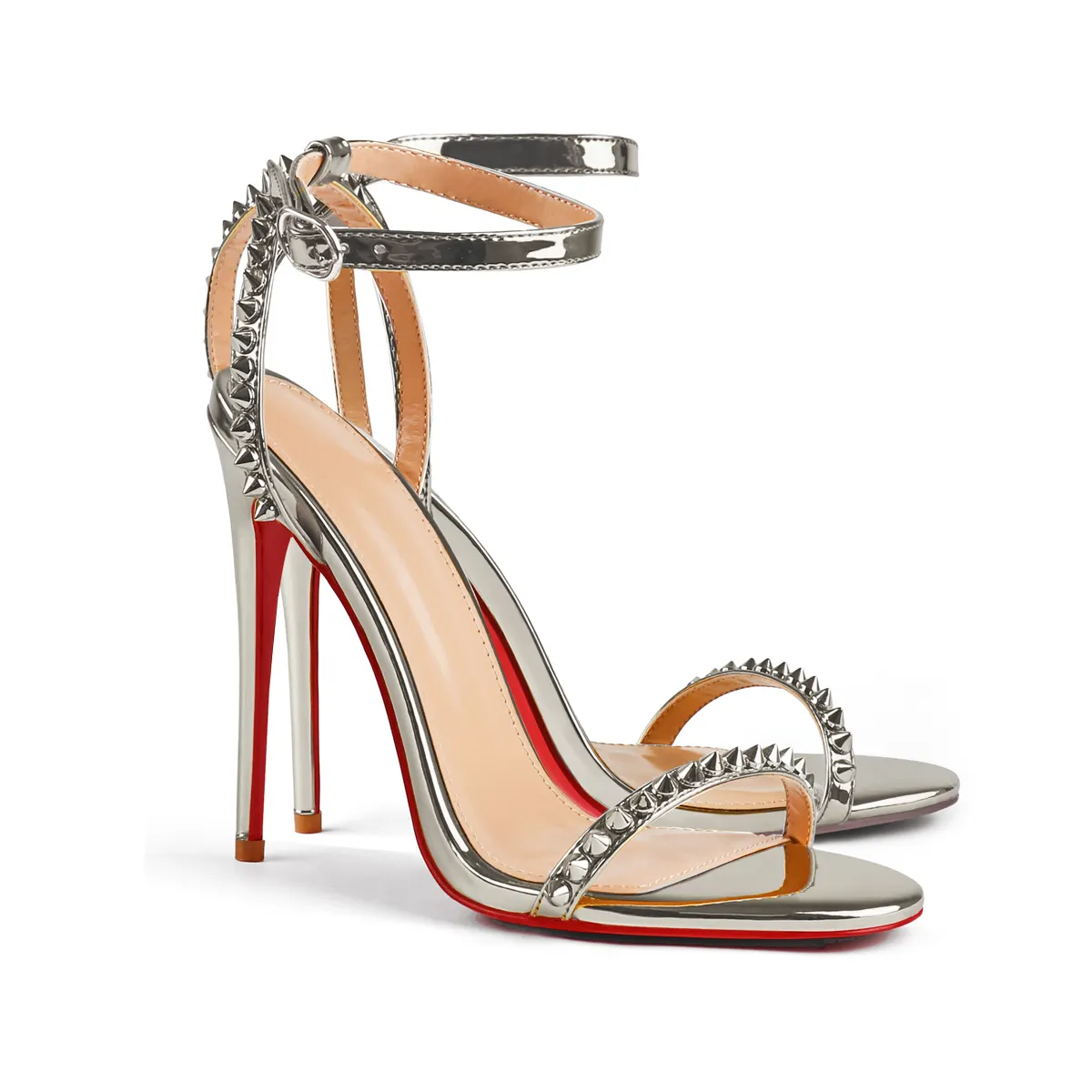 100mm/120mm Women's High Heels Rivets Party Red Bottom Sandals-vocosishoes