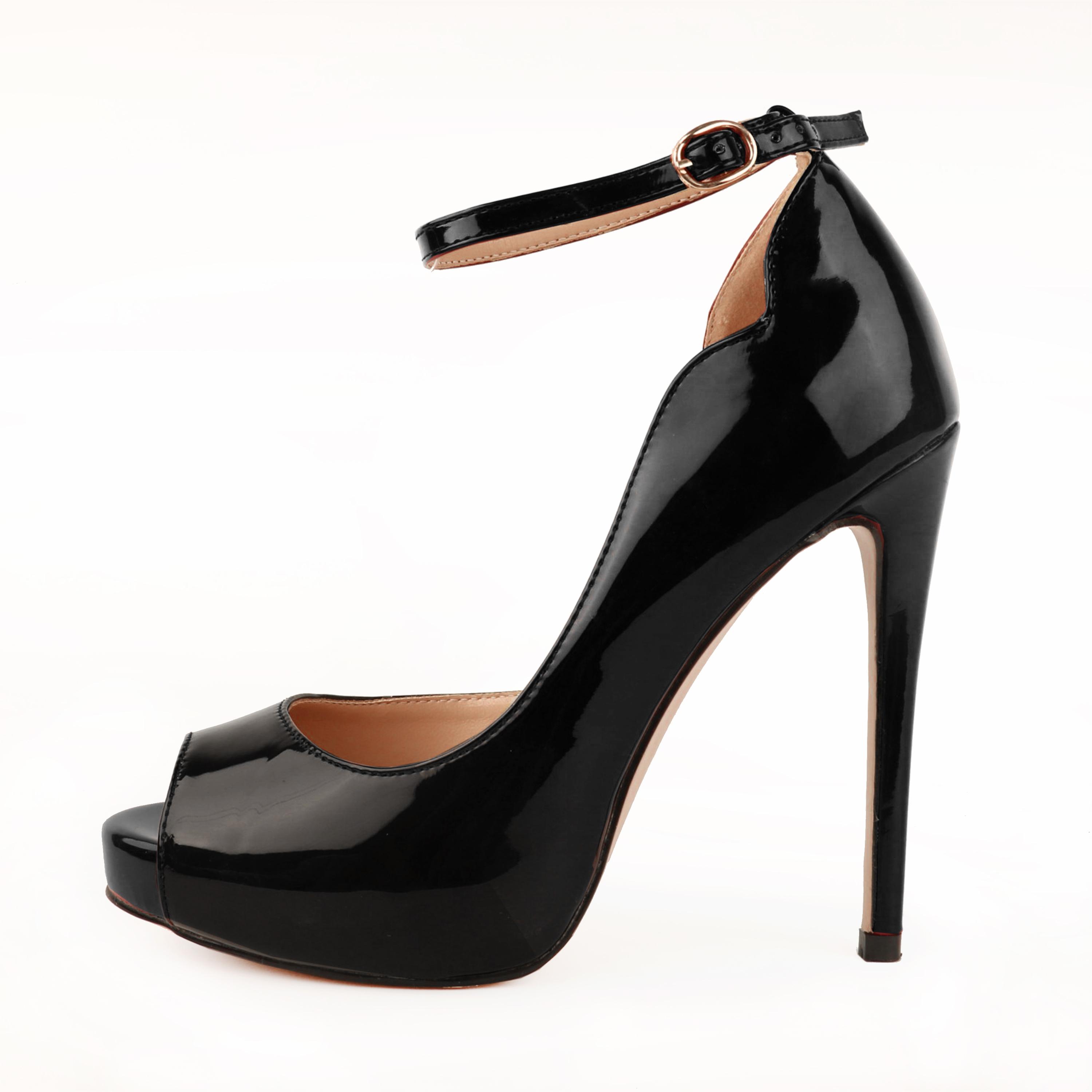 12cm/4.72 inch Women's Ankle Strap Platform Stiletto Party Peep Toe Pumps Shoes