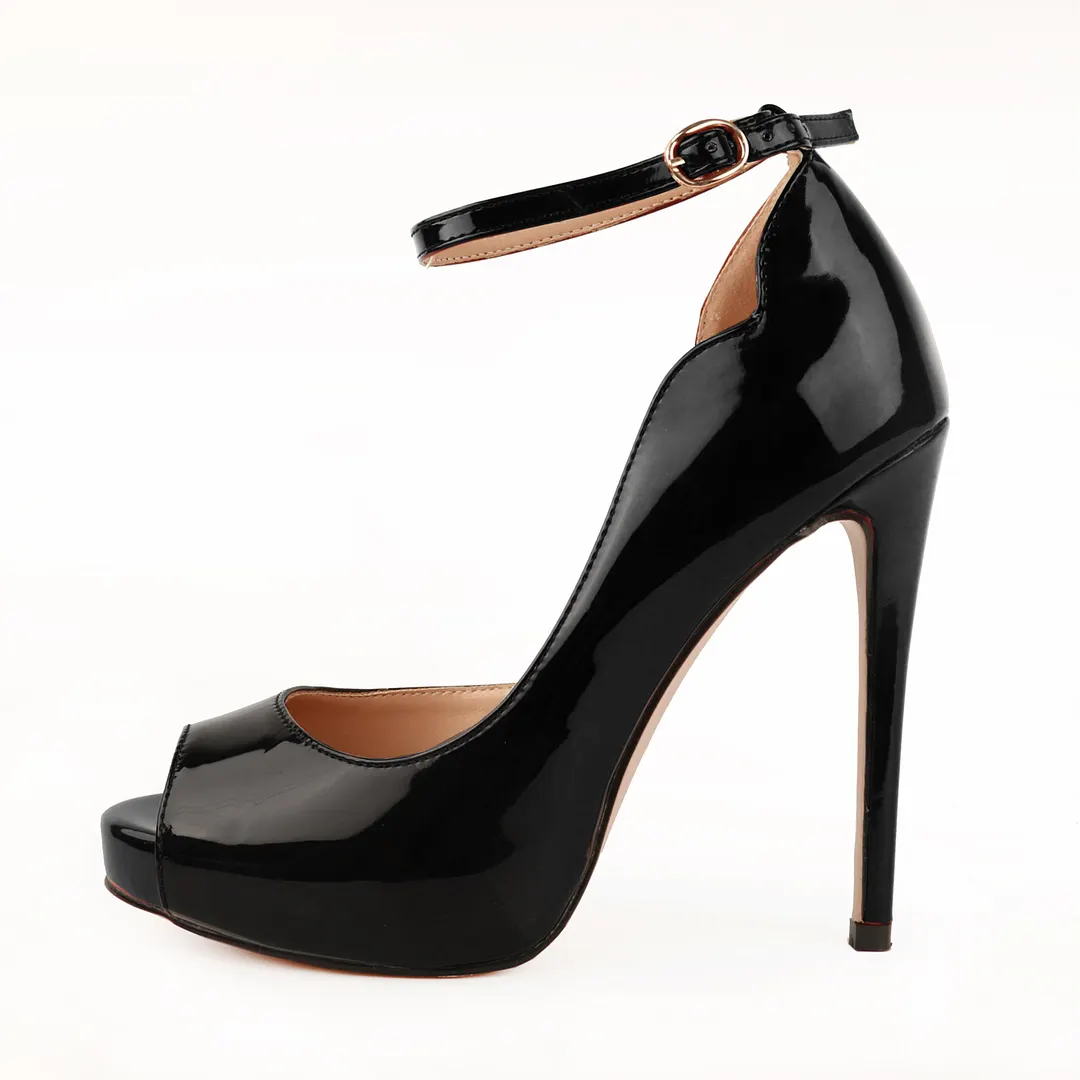 12cm/4.72 inch Women's Ankle Strap Platform Stiletto Party Peep Toe Pumps Shoes
