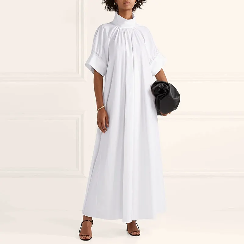 2022 VONDA Women Party Dress Summer Turtleneck Vintage Short Sleeve Dresses Elegant Robe Bohemian Vestidos Long Maxi Robes