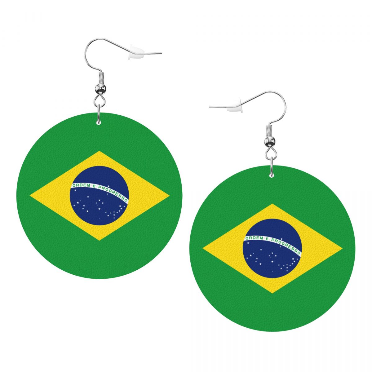Brazil Flag Print Lightweight Dangle Hoop Earrings For Women Girls