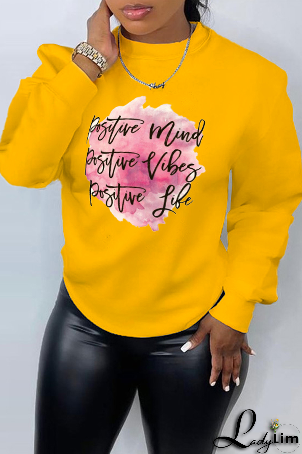 Blue Casual Street Print Patchwork Letter O Neck Tops