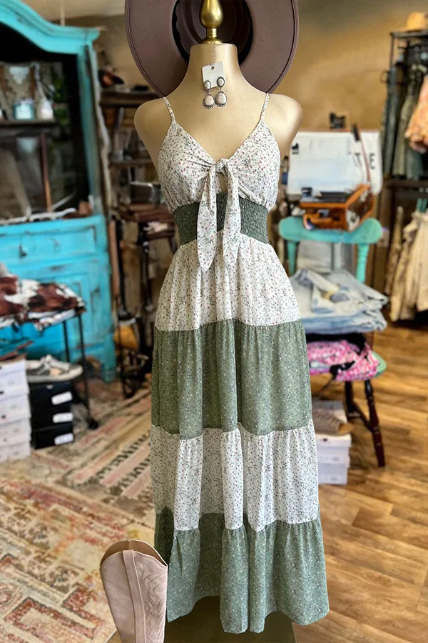 Western Bow Floral Print Dress