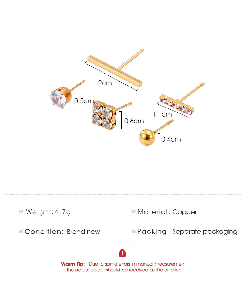 Geometric Stud Gold Plated Earrings Set