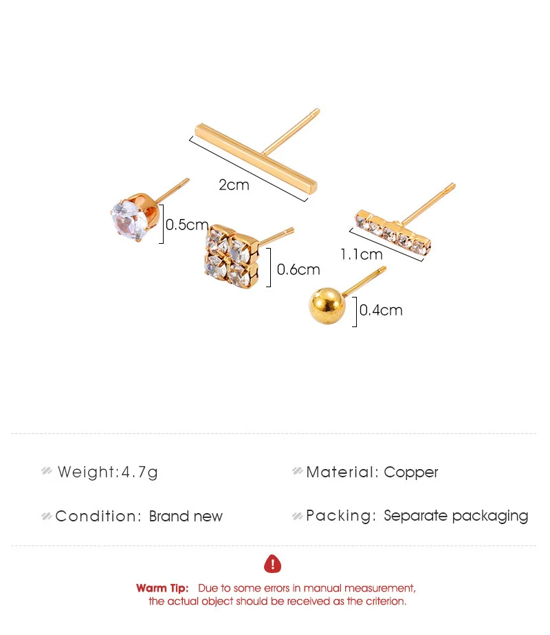 Geometric Stud Gold Plated Earrings Set