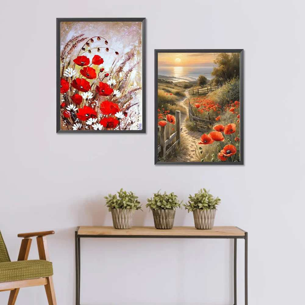 2pcs Diamond Painting - Full Round Drill - Poppy(Canvas|30*40cm)