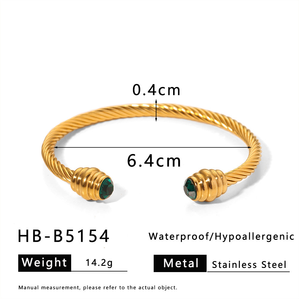 Stainless Steel Wire Rope Gold Bracelet Titanium Steel Open Trend Pearl Ladies Fashion High-End Bracelet