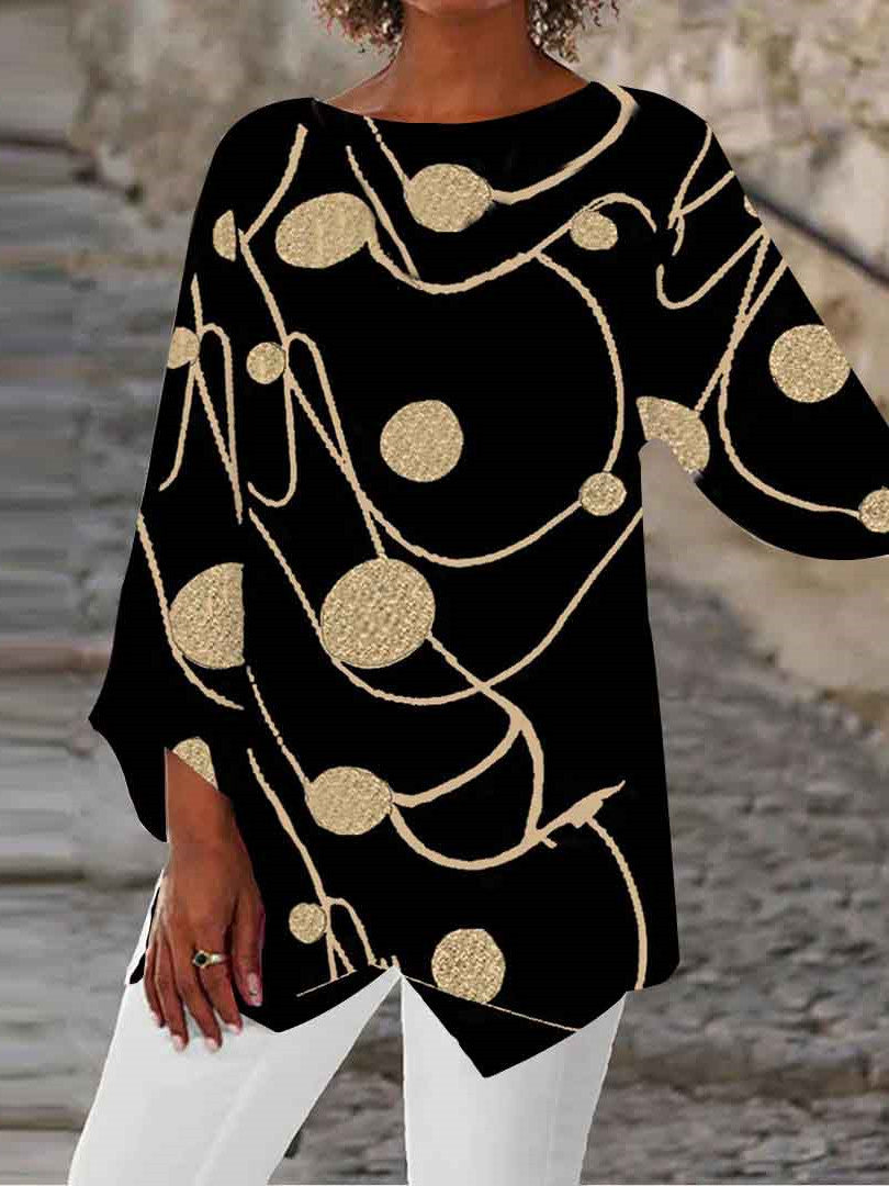 Women Long Sleeve V-neck Graphic Floral Printed Top