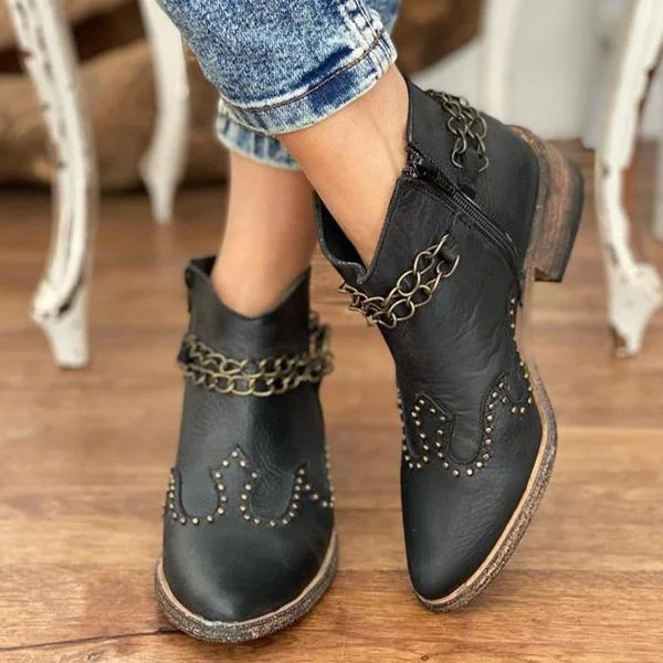 Women Simple Crown Pattern Ankle Boots