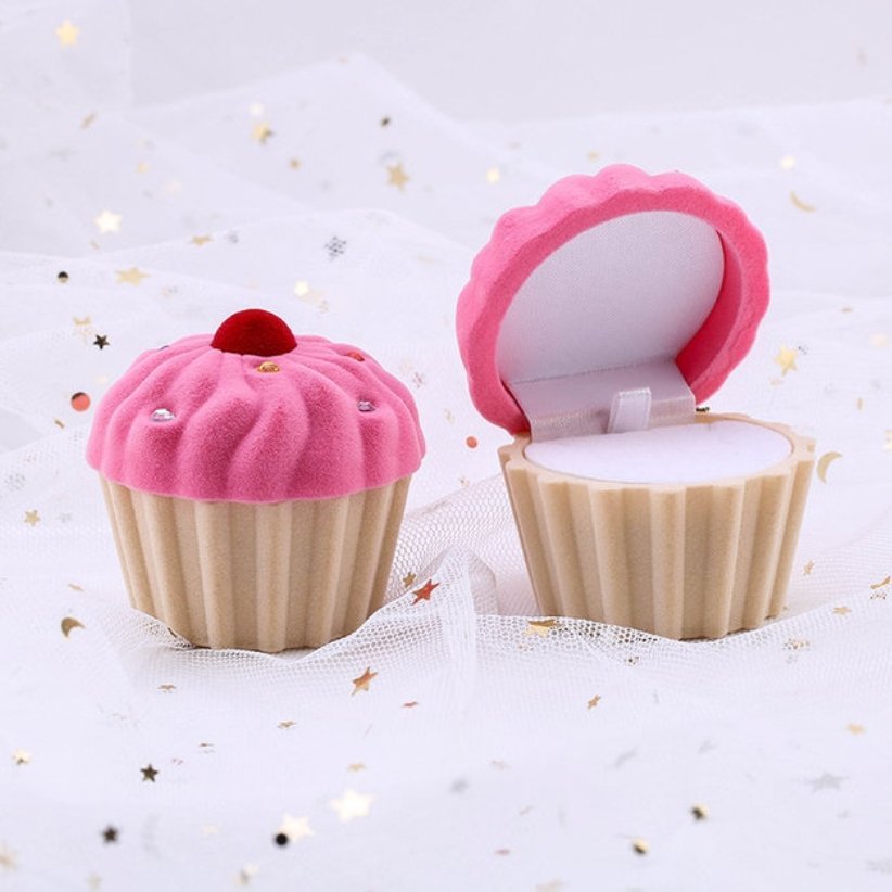Pink Velvet Cupcake Jewelry Box