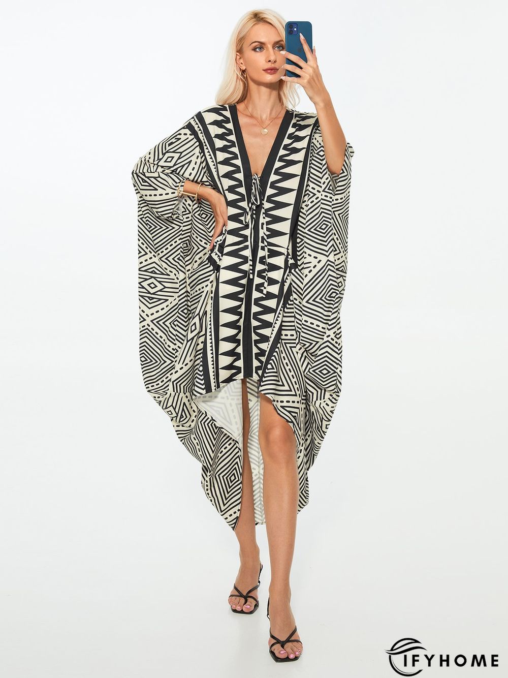 Vacation Long sleeve Elegant Ethnic Batwing Sleeve Dress | IFYHOME