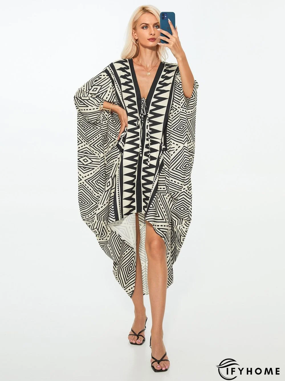 Vacation Long sleeve Elegant Ethnic Batwing Sleeve Dress | IFYHOME