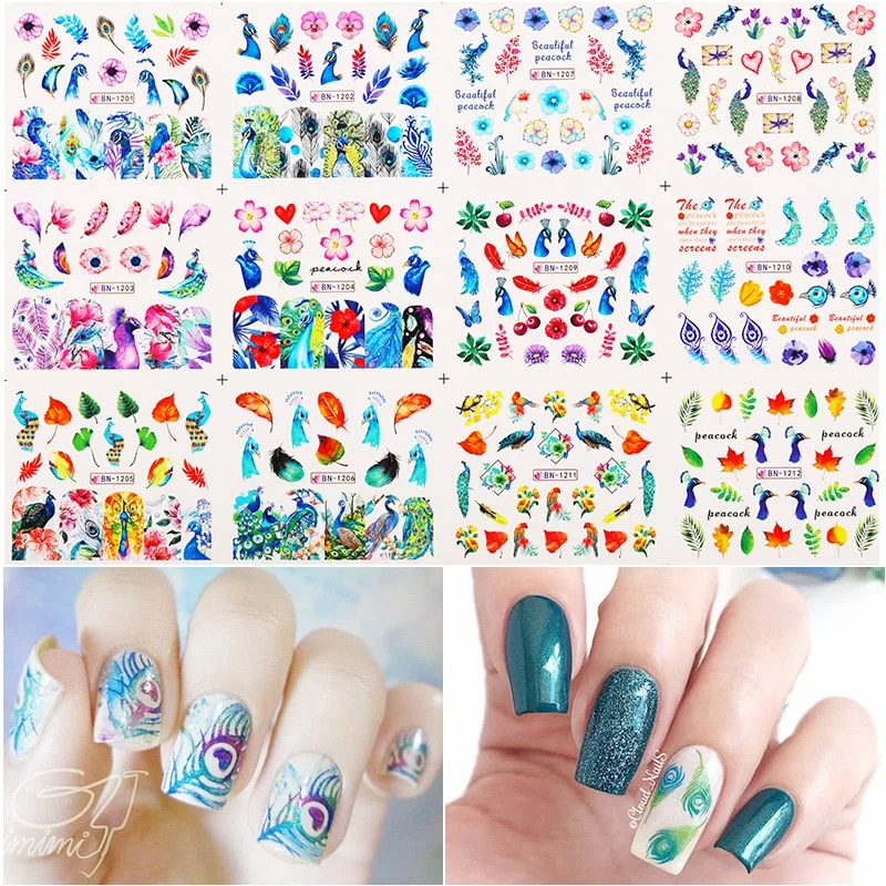 12pcs Valentines Love Letter Water Decals Flower Sliders Nail Stickers for Manicure Nail Art Decoration Transfer Water Sticker-Nail Inspo