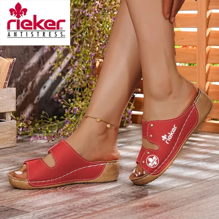 RIEKER@2025 Nové měkké kožené masážní sandály