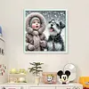 Girl With Puppy-11CT Stamped Cross Stitch 40*40cm/15.75*15.75in tapestrymarket
