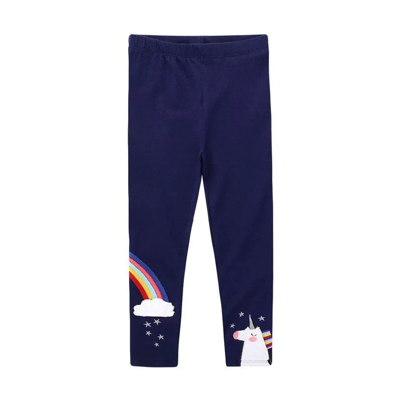 Girls Leggings Unicorn Pants 100% Cotton Girls's Trousers Kids Pants Casual Print Cartoon Pattern Children Printing Leggings