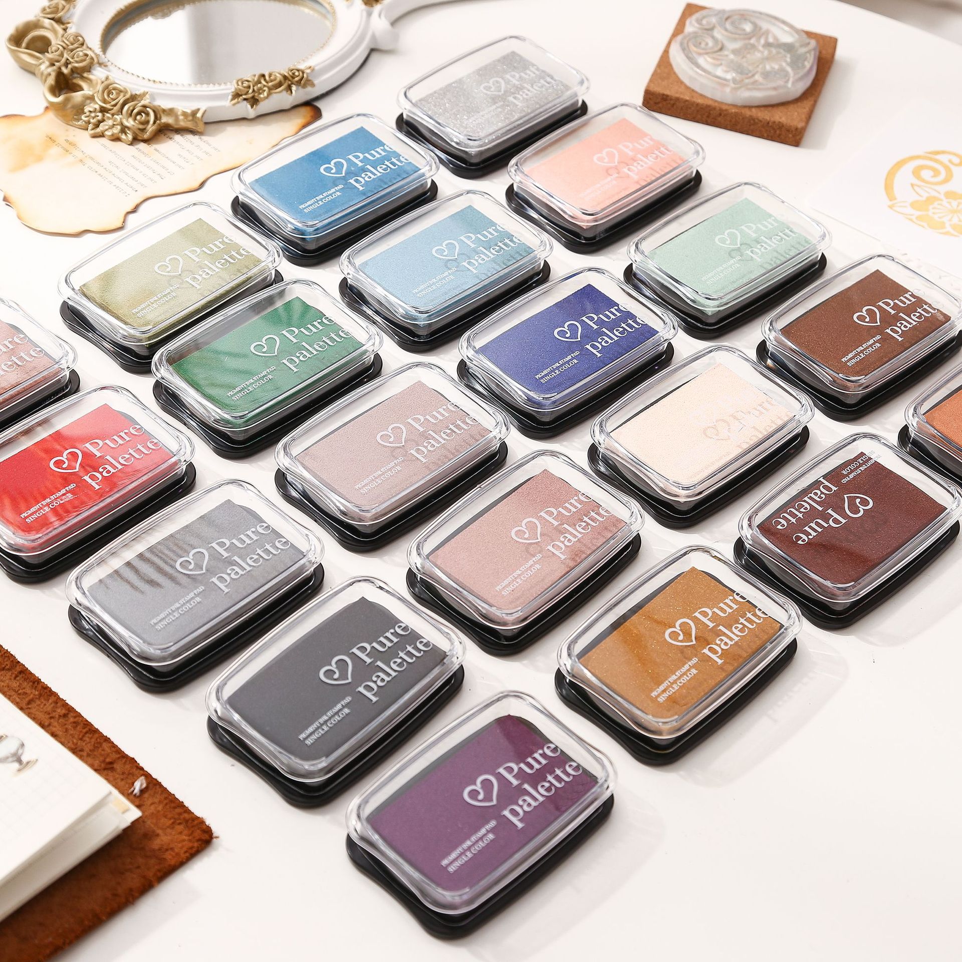 저널세이 20색 대형 잉크 패드 오일 플래너 스크랩북 실리콘 스탬프 오목 허리 컬러 잉크 패드