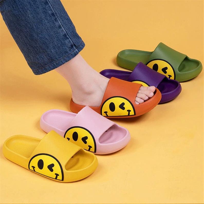 drew smiley face slippers