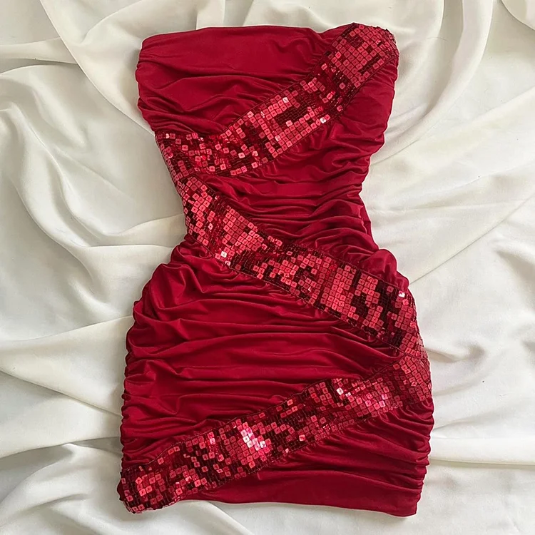 Red Sequin Elegant short Birthday Dress Party Dress Homecoming Dress Cocktail Dress