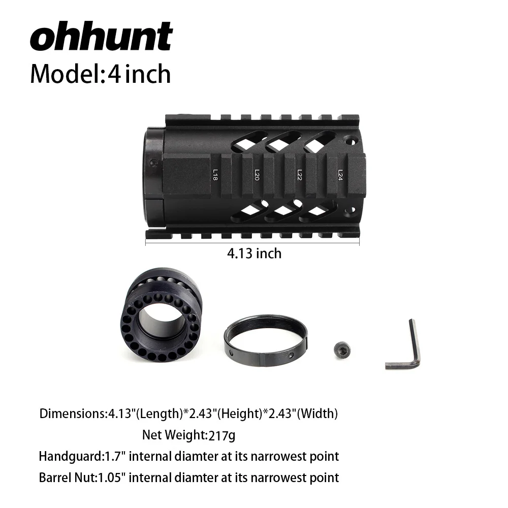 ohhunt ® Free Float Quad Rail Handguard AR15 / M4