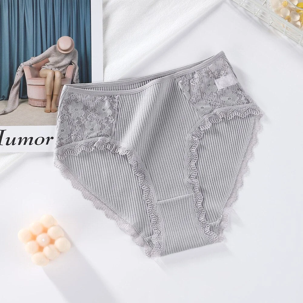 Cotton Panties Women Comfortable Underwear Sexy High-Rise Lace Underpants Female Lingerie Big Size Ladies Briefs Underwears 3XL