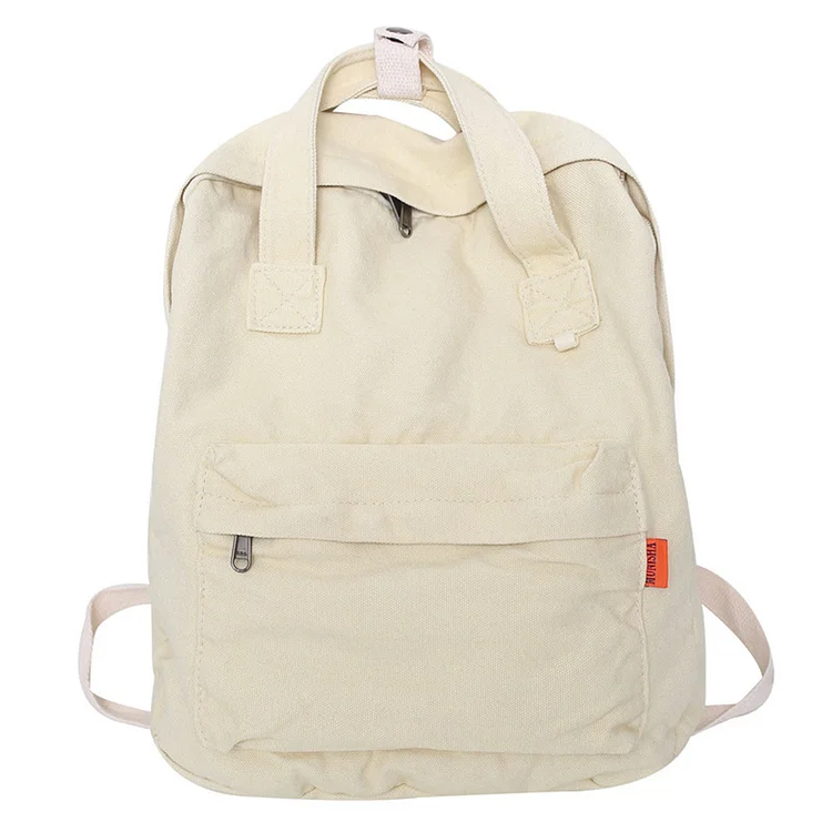 Canvas Casual Backpack Breathable Handbag Vintage for Laptop Book (White)